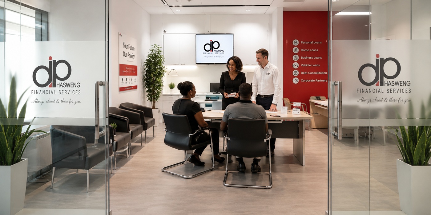 Financial consultant assisting a couple with a personal loan application